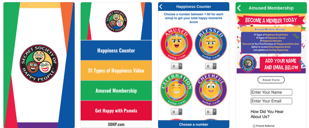 Happiness Happens Month, Be The Reason Someone Smiles Today, SOHP.com, Pamela Gail Johnson, Secret Society of Happy People, SOHP APP, Happiness Counter